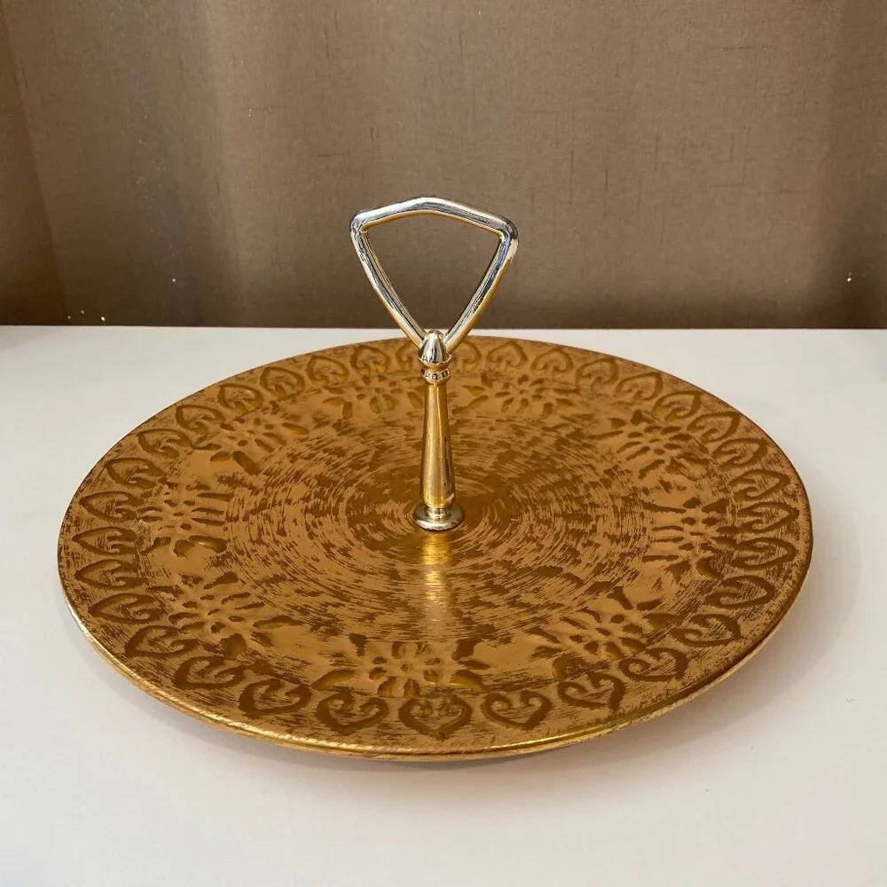 Vtg. Stangl Granada Gold Mid Century Hand Painted Serving Tray 10